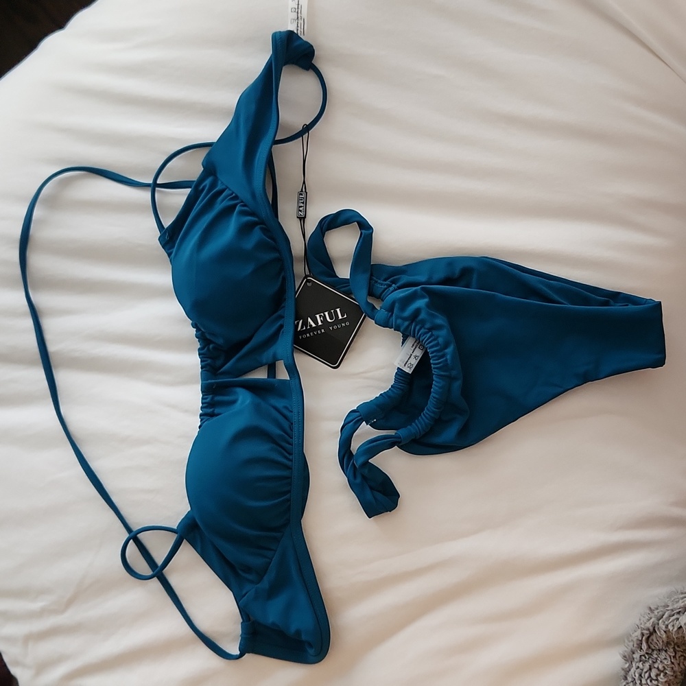 Teal bandeau swimsuit